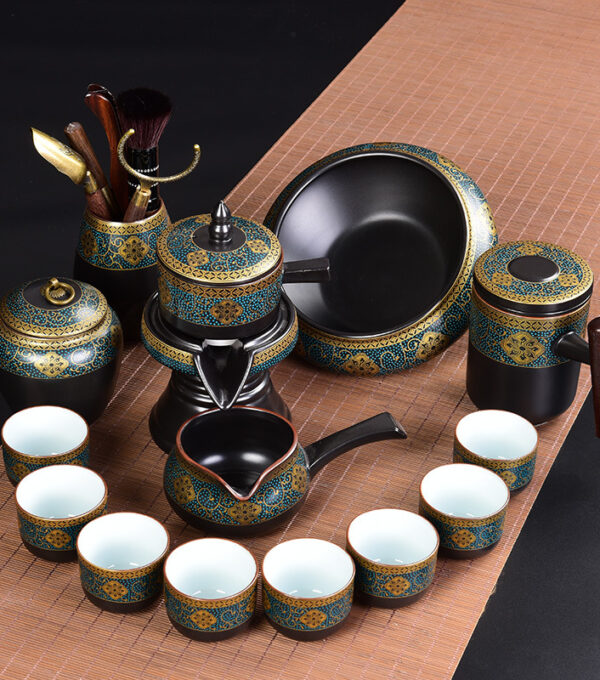 Wooden Leaf lamp automatic tea set (14 head) gift box