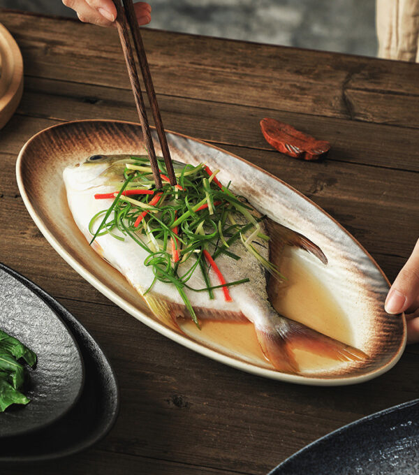 9inch quicksand deep fish plate-white