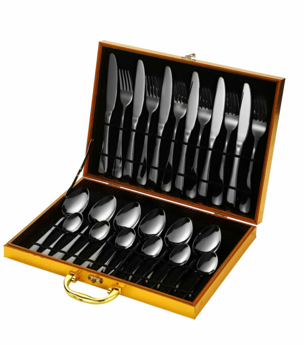 Black 48-piece set-wooden box